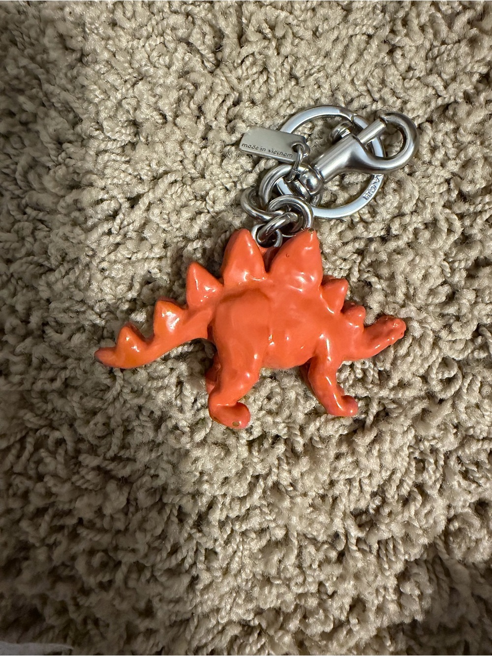 Coach Orange Stegosaurus Dinosaur Keychain Charm